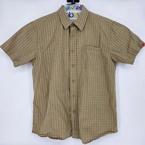 North Face Shirt Mens XL Button Up Outdoors Hiking Short Sleeve Green‎ Plaid